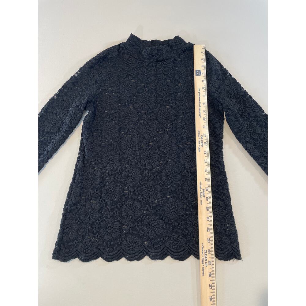 BCBGMAXAZRIA Black Lace Mock Neck Long Sleeve Sheer Top Size M - Picture 6 of 10